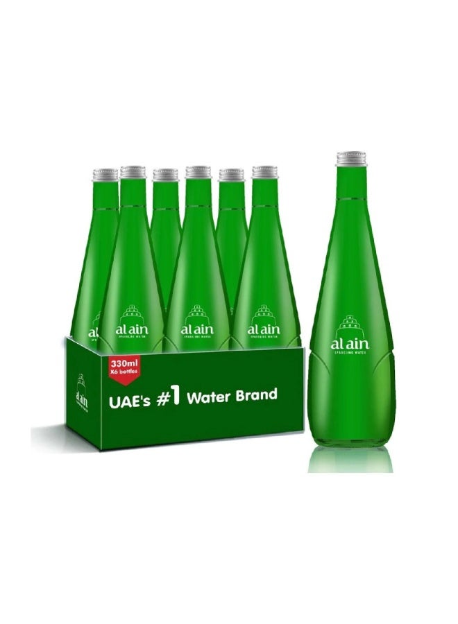 Al Ain Sparkling Water Glass Bottles 330ml (Piece of 6) – Premium Mineral Water